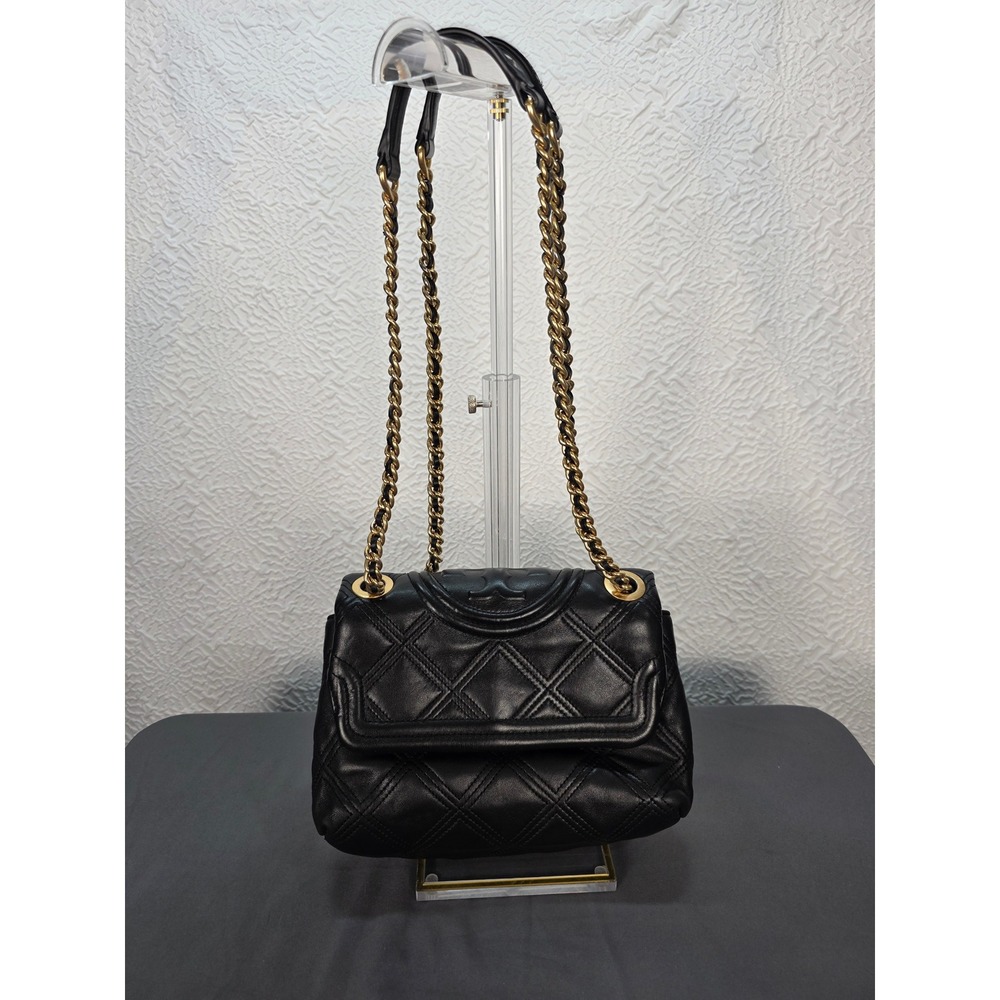 Tory Burch Fleming Soft Small Shoulder Bag Women Black Good Quilted Leather
